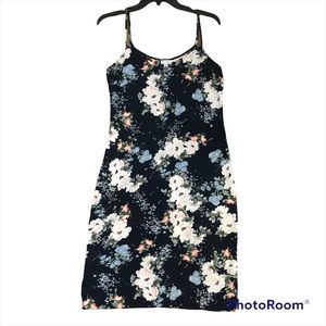 Blue Floral Spaghetti Straps Slip Dress - S